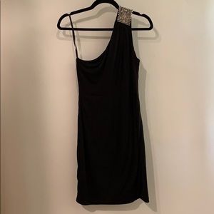 One shoulder dress with silver detail